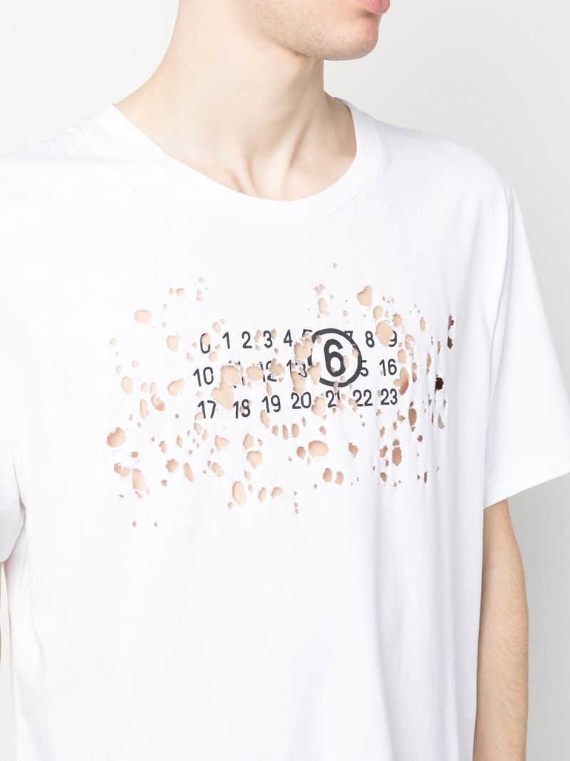 White Numbers Logo Cotton T-shirt