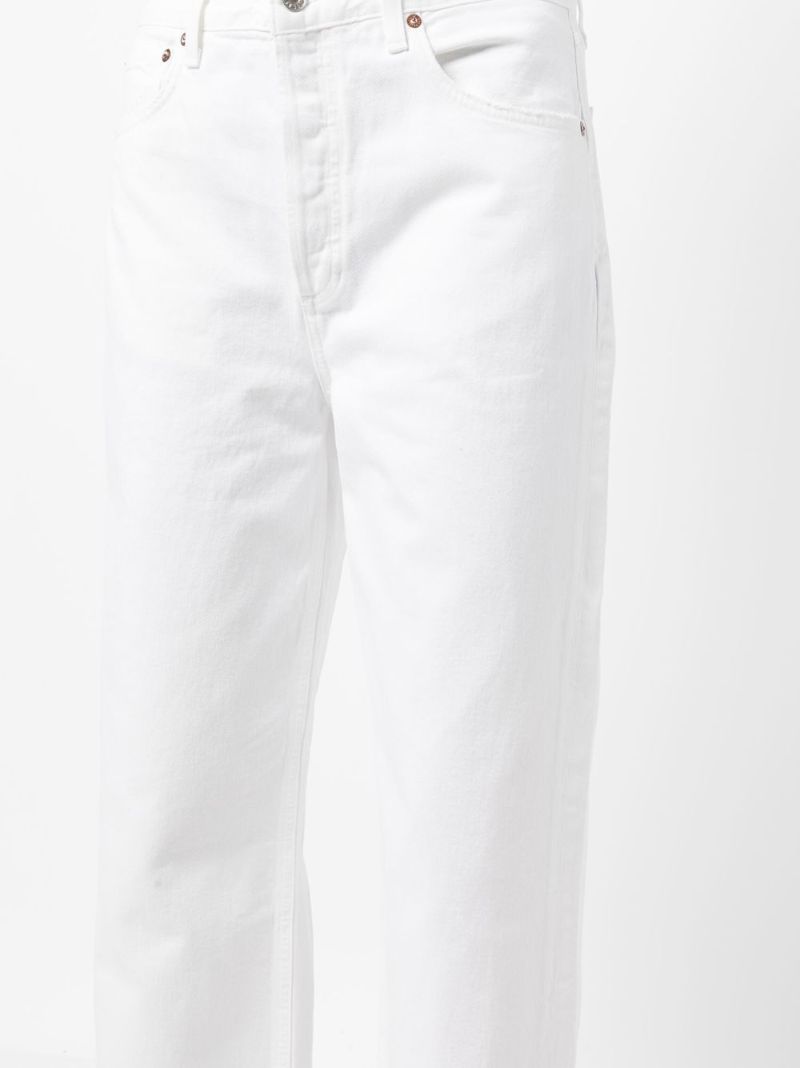 White Low Slung Wide-leg Jeans