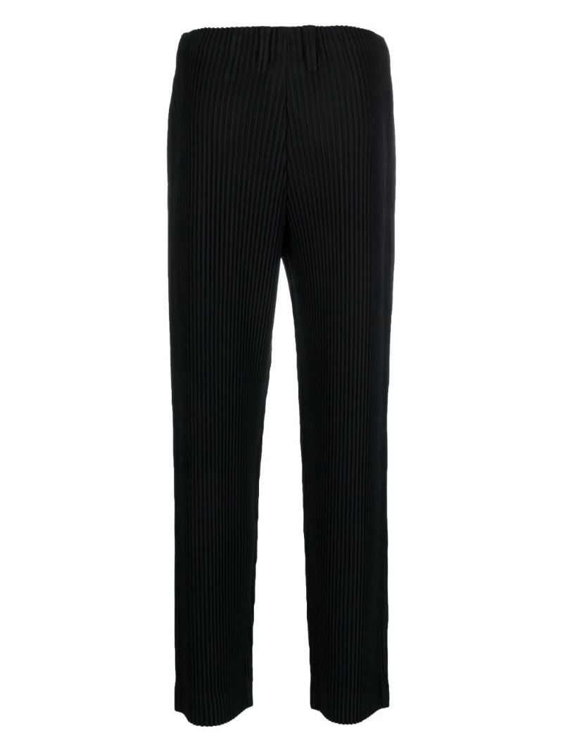 Black Micro Pleat Slim Trousers