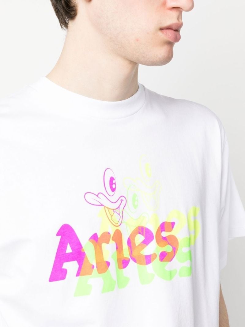 White Acid Duck Print T-shirt