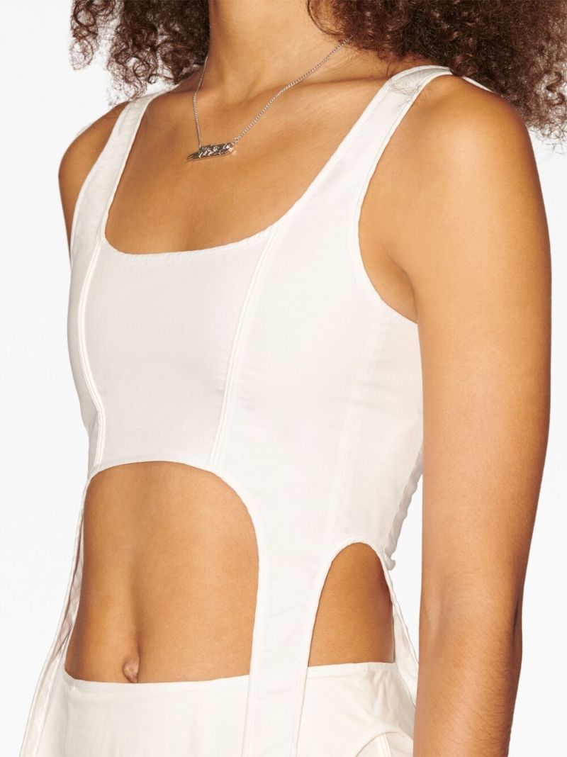 White Cotton Corset Crop Top