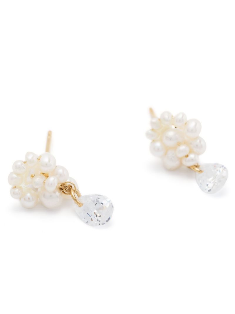 Gold Vermeil Time Is Layered in Ice Pearl and Crystal Drop Earrings