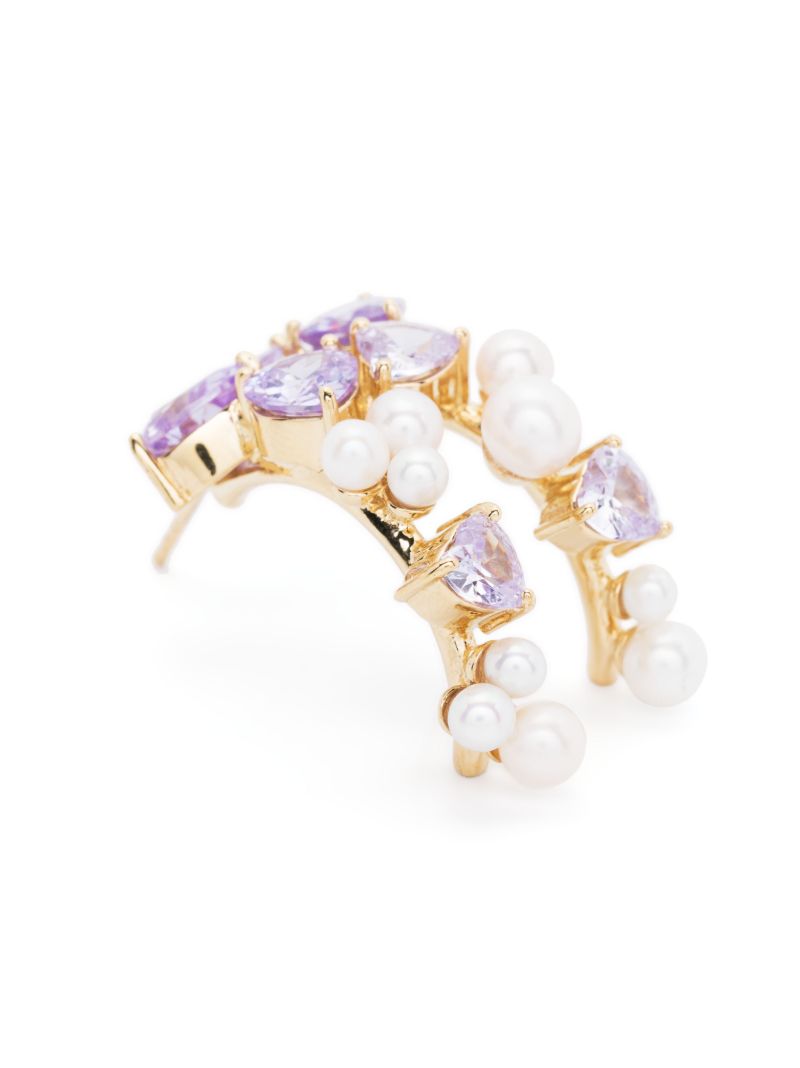 Gold Vermeil P96 Crystal and Pearl Single Hoop Earring