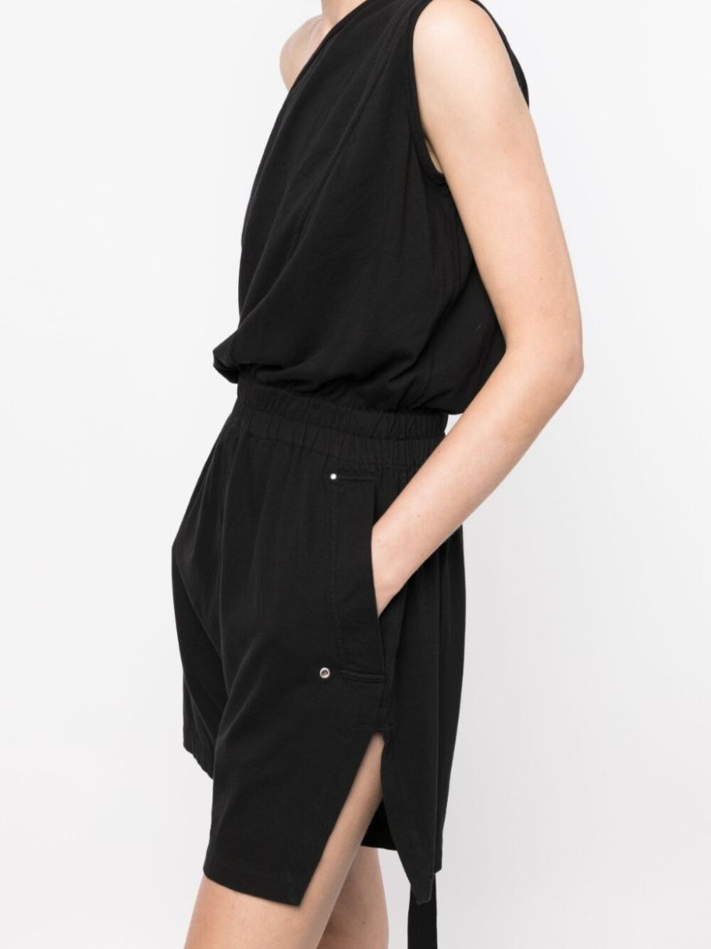 Black One-shoulder Cotton Playsuit