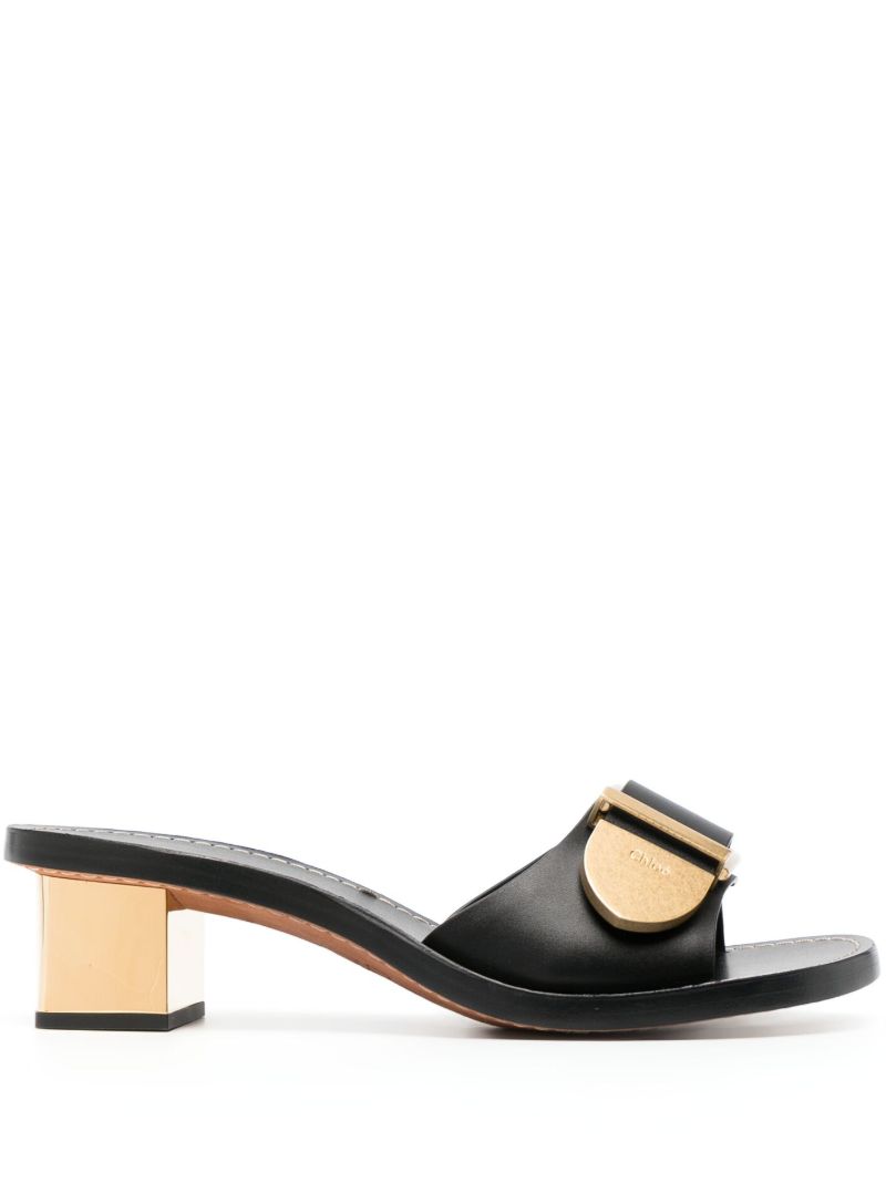 Black Rebecca 45 Leather Mules