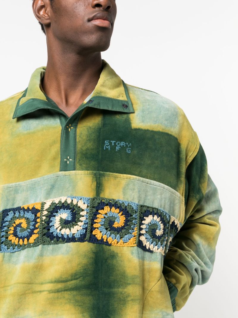 Green Polite Tie-dye Velvet Sweatshirt