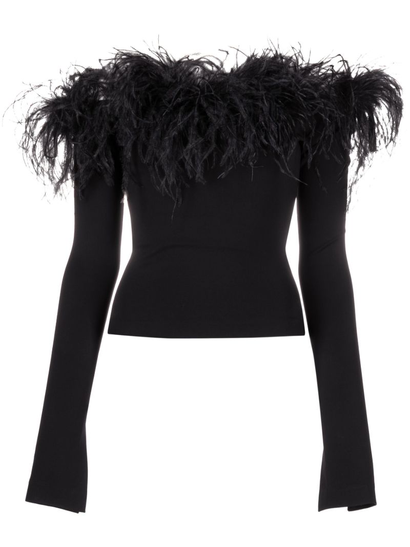 Black Orion Feather-trim Top