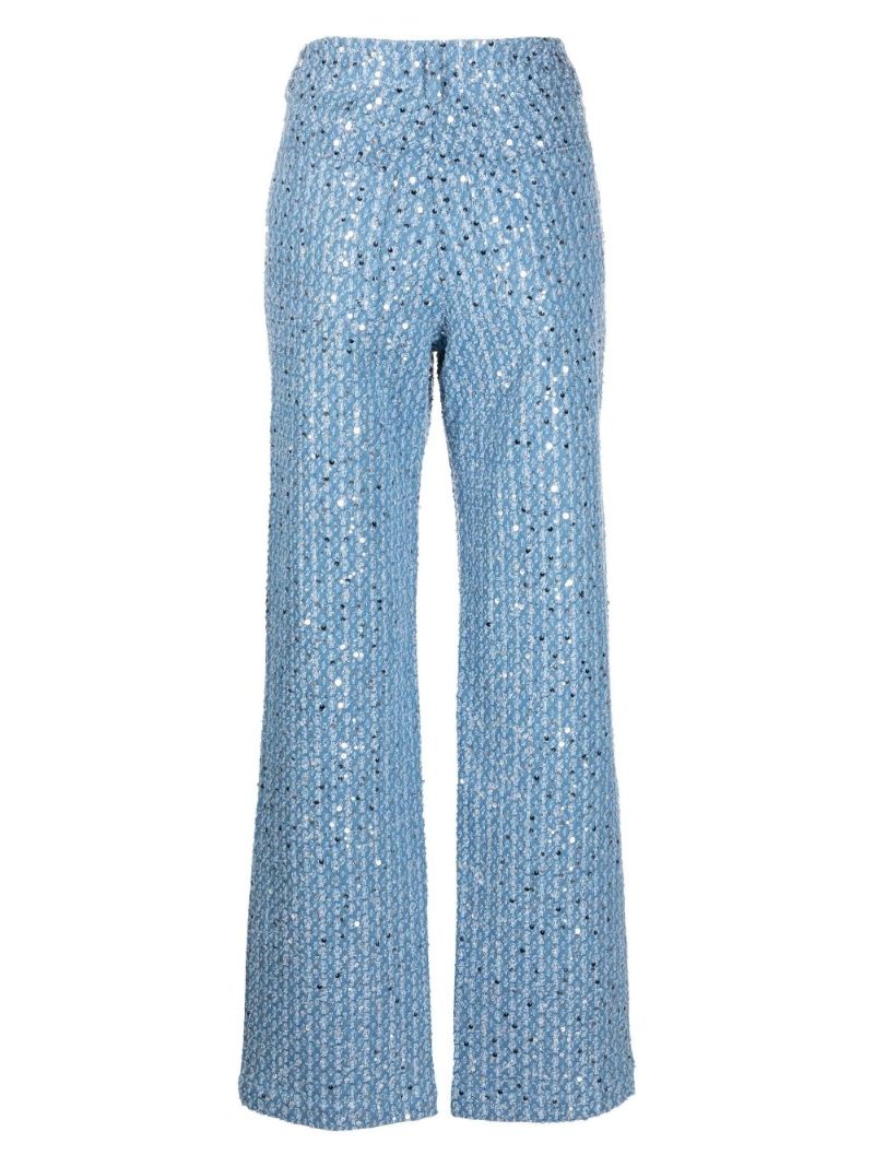 Blue Rotie Sequinned Wide-leg Jeans