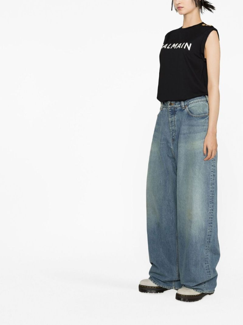 Black Logo Cotton Tank Top