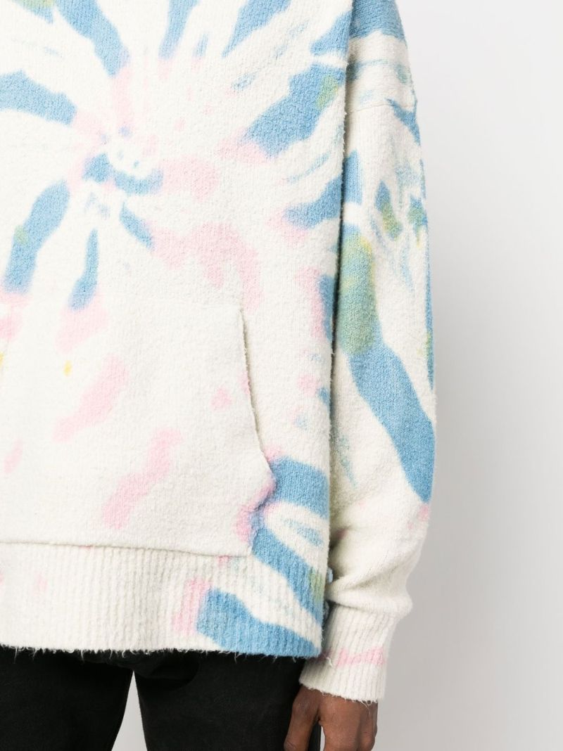 White Tie-dye Print Hoodie