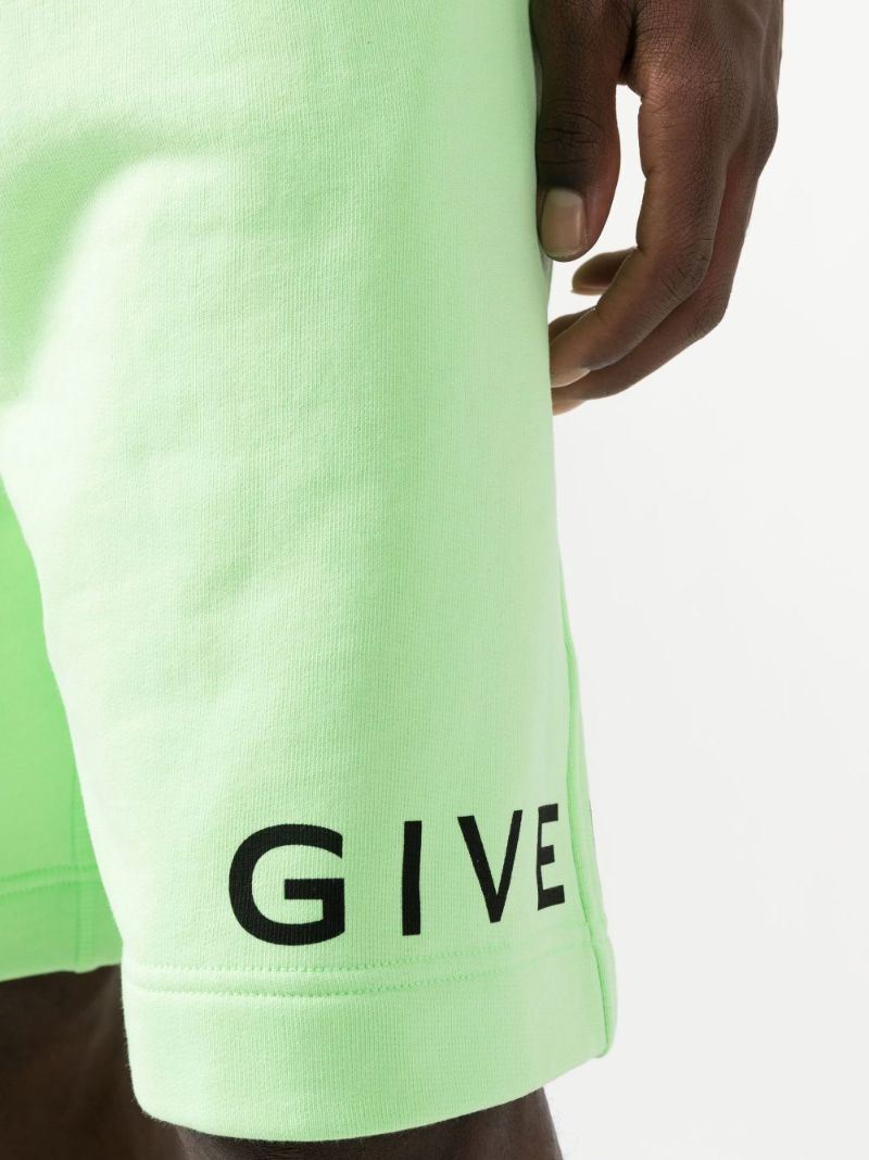 Green Logo Print Track Shorts