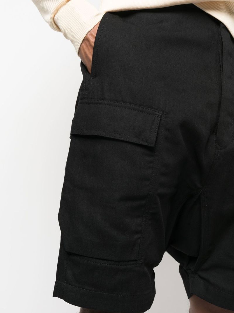 Black Strobe Denim Cargo Shorts