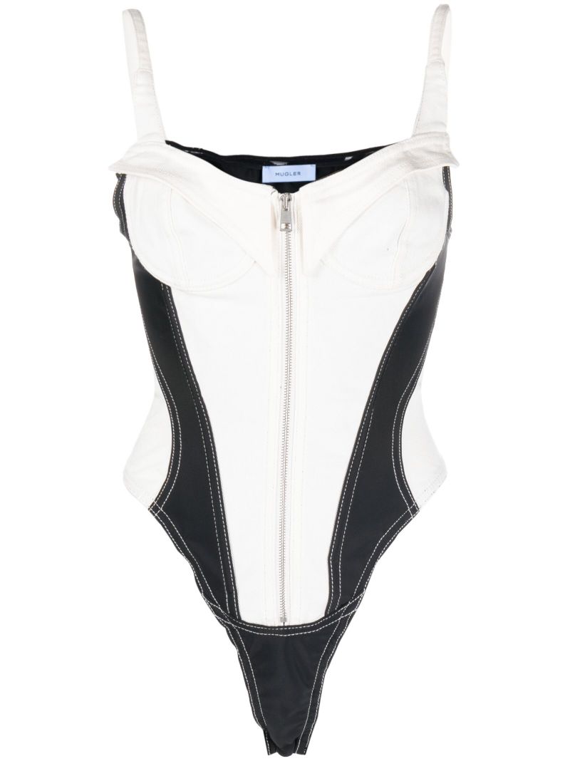 White Denim Bustier Bodysuit