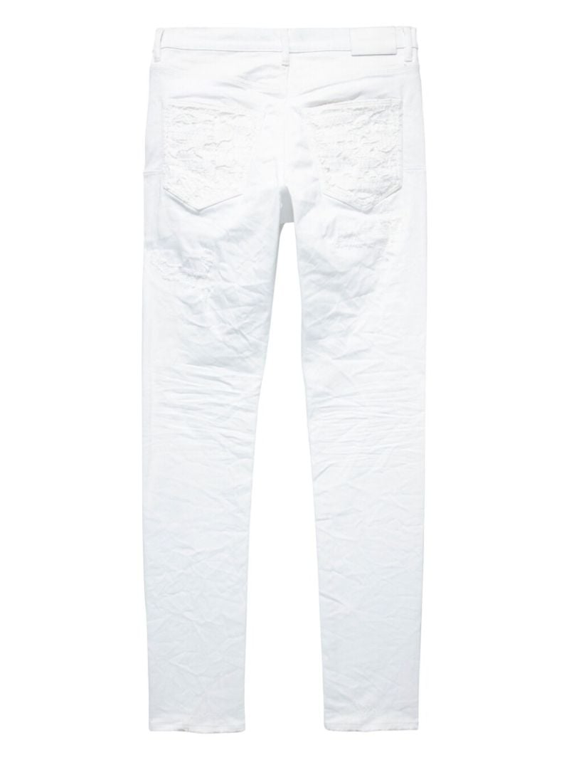 White Creased Low-rise Jeans