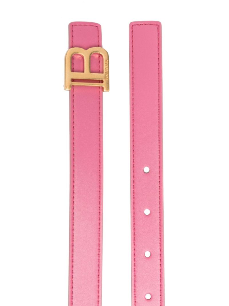 Pink Logo Plaque Leather Belt