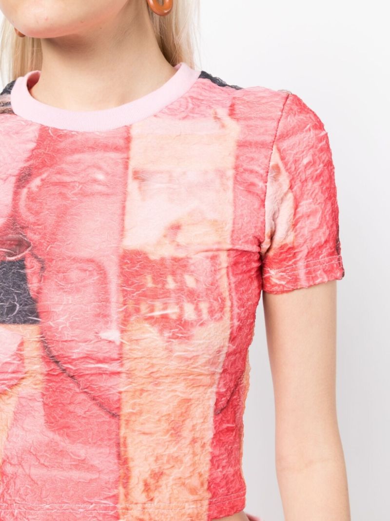 Pink Graphic Print Crop T-shirt