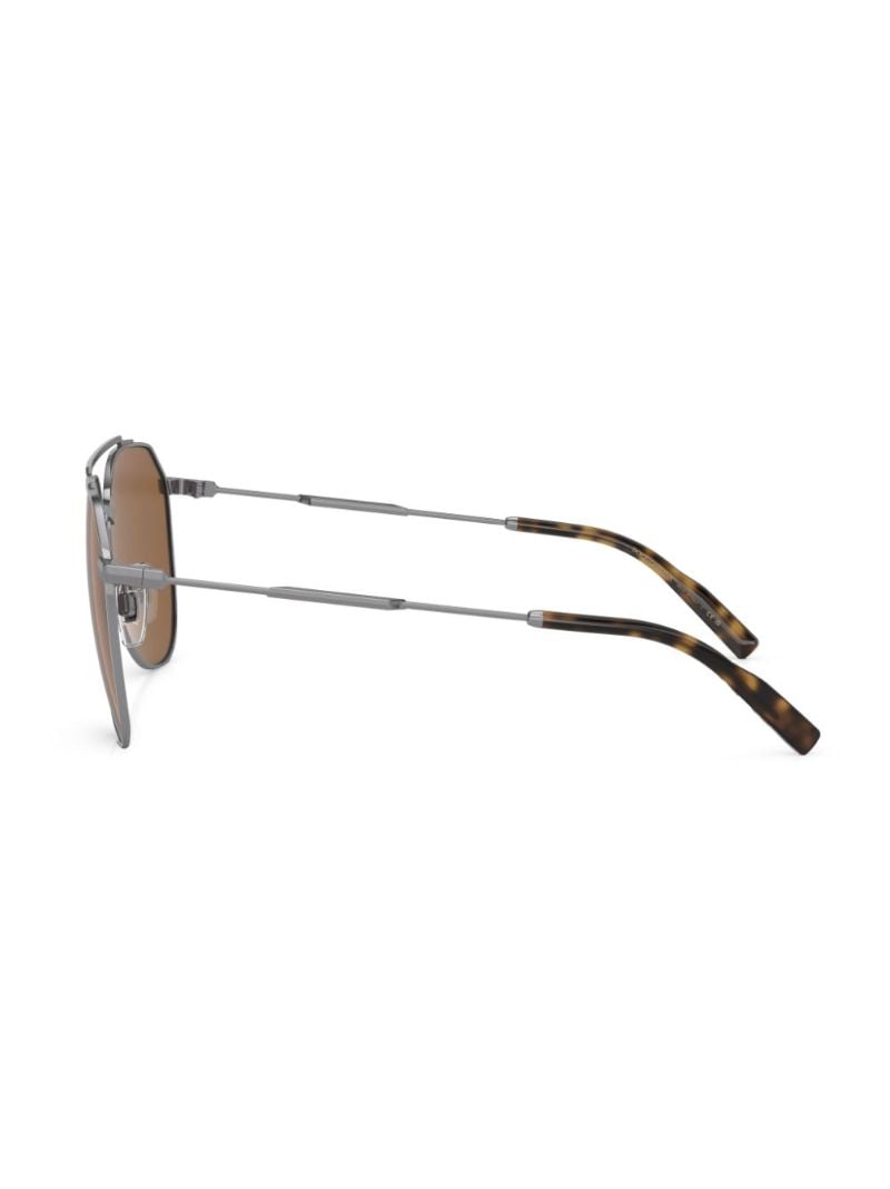 Silver-tone Diagonal Cut Pilot Sunglasses