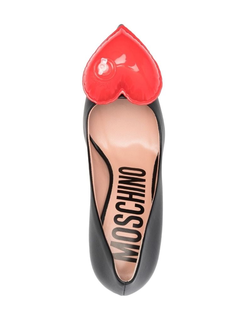 Black 100 Heart-embellished Leather Pumps