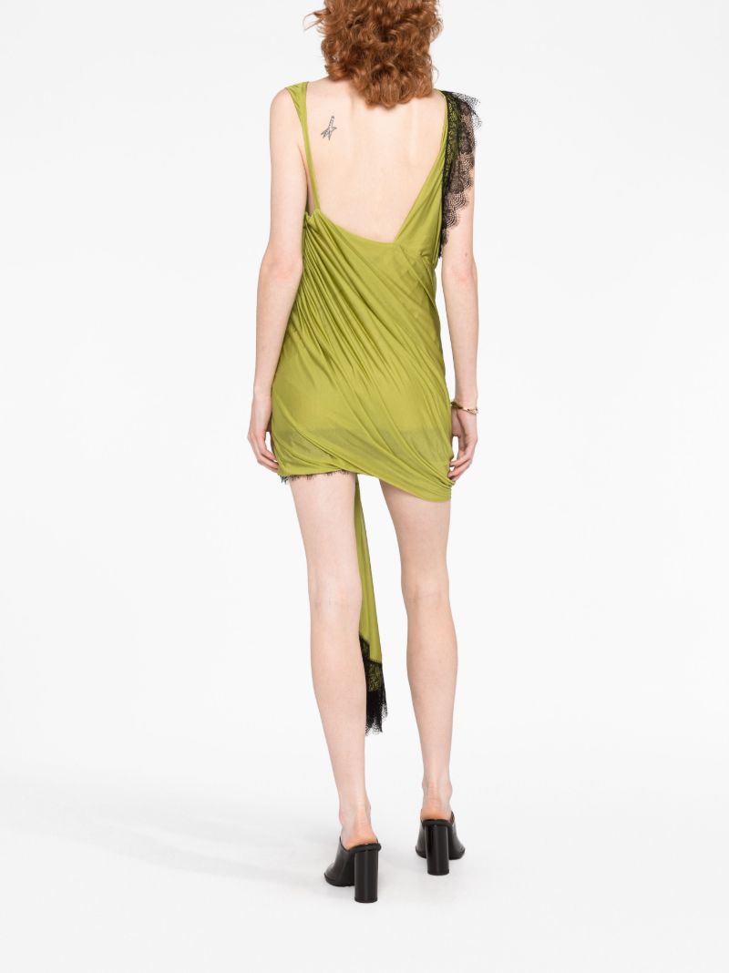 Green Galathea Lace-trimmed Mini Dress