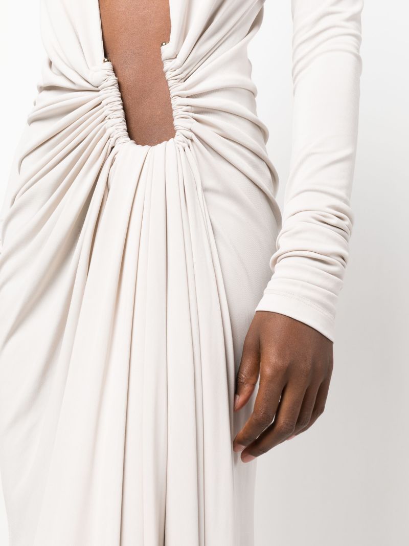 Neutral Arced Palm Midi Dress