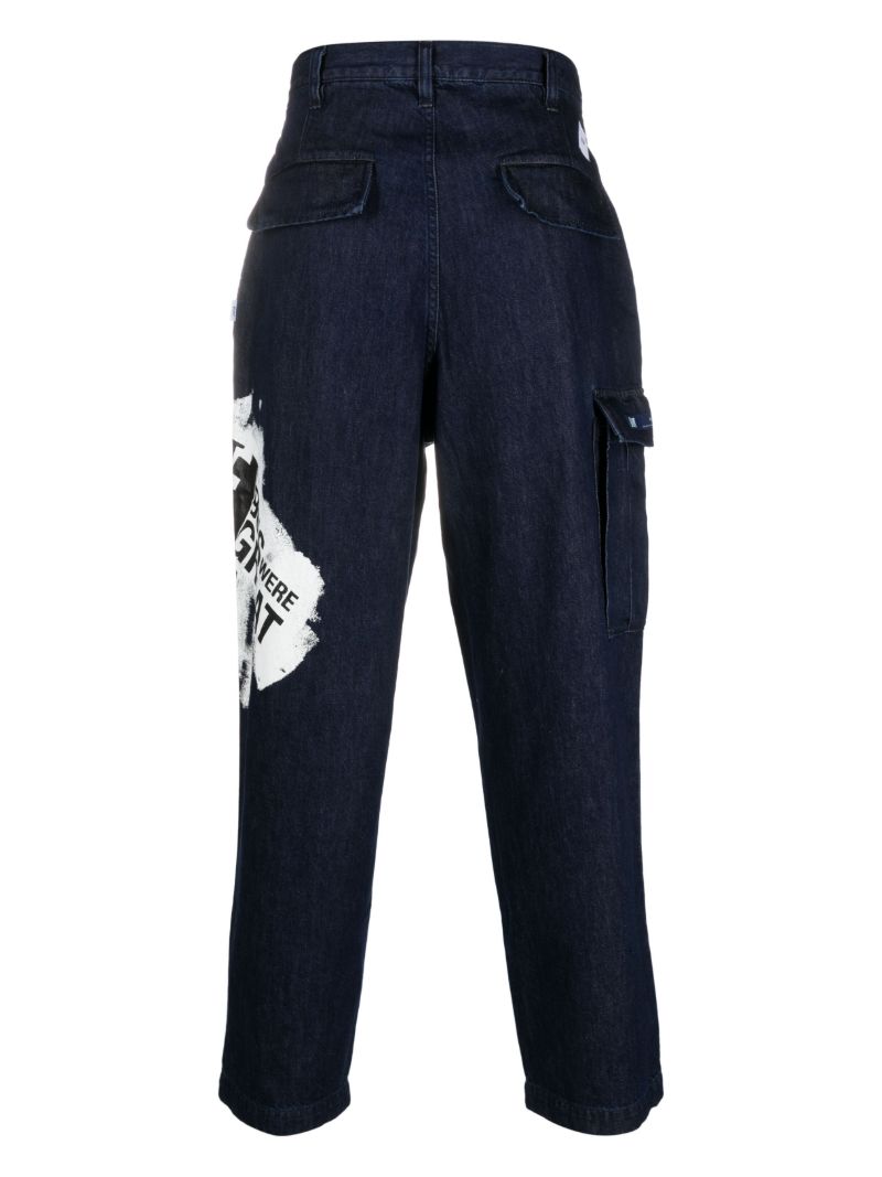 Blue Graphic Print Denim Trousers
