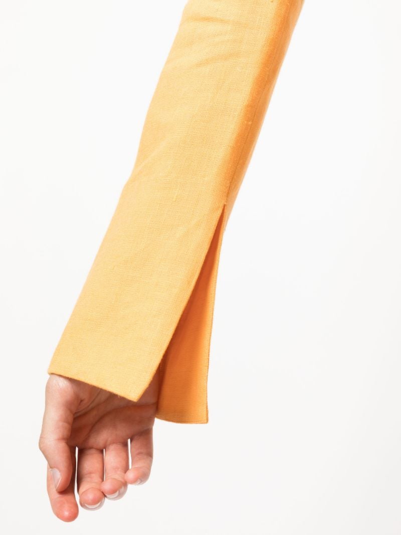 Orange Gilia Ruched Linen Dress