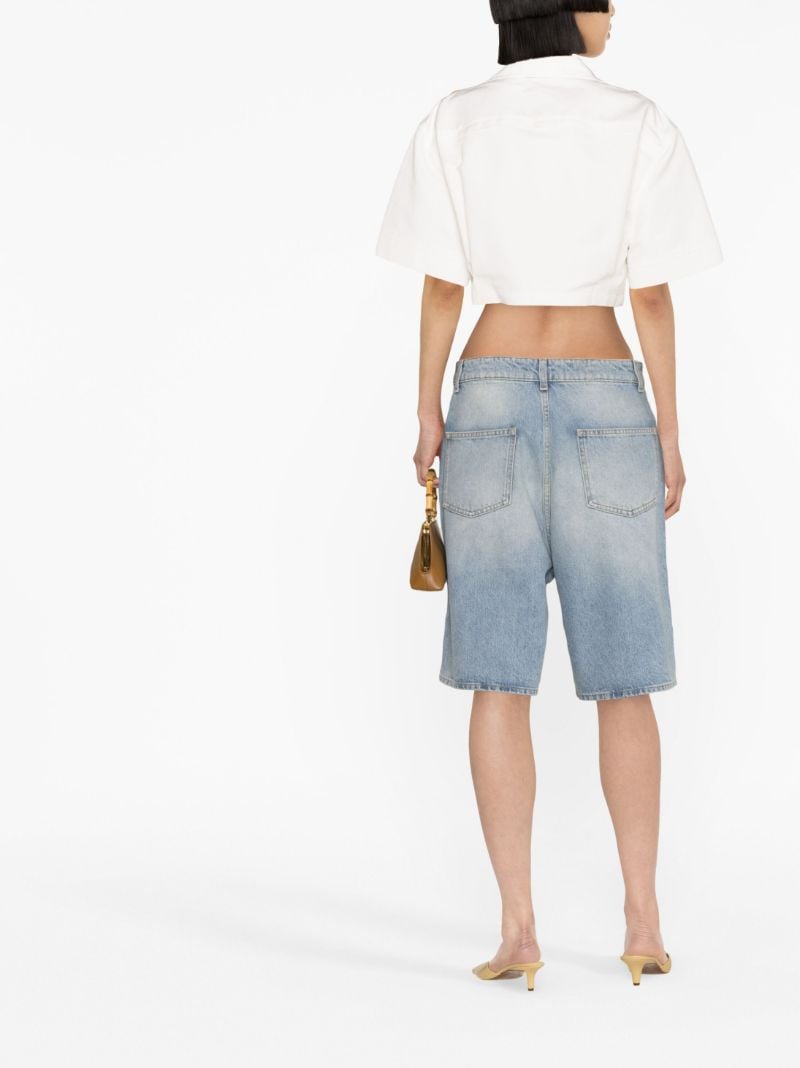 Blue Mid-rise Denim Shorts