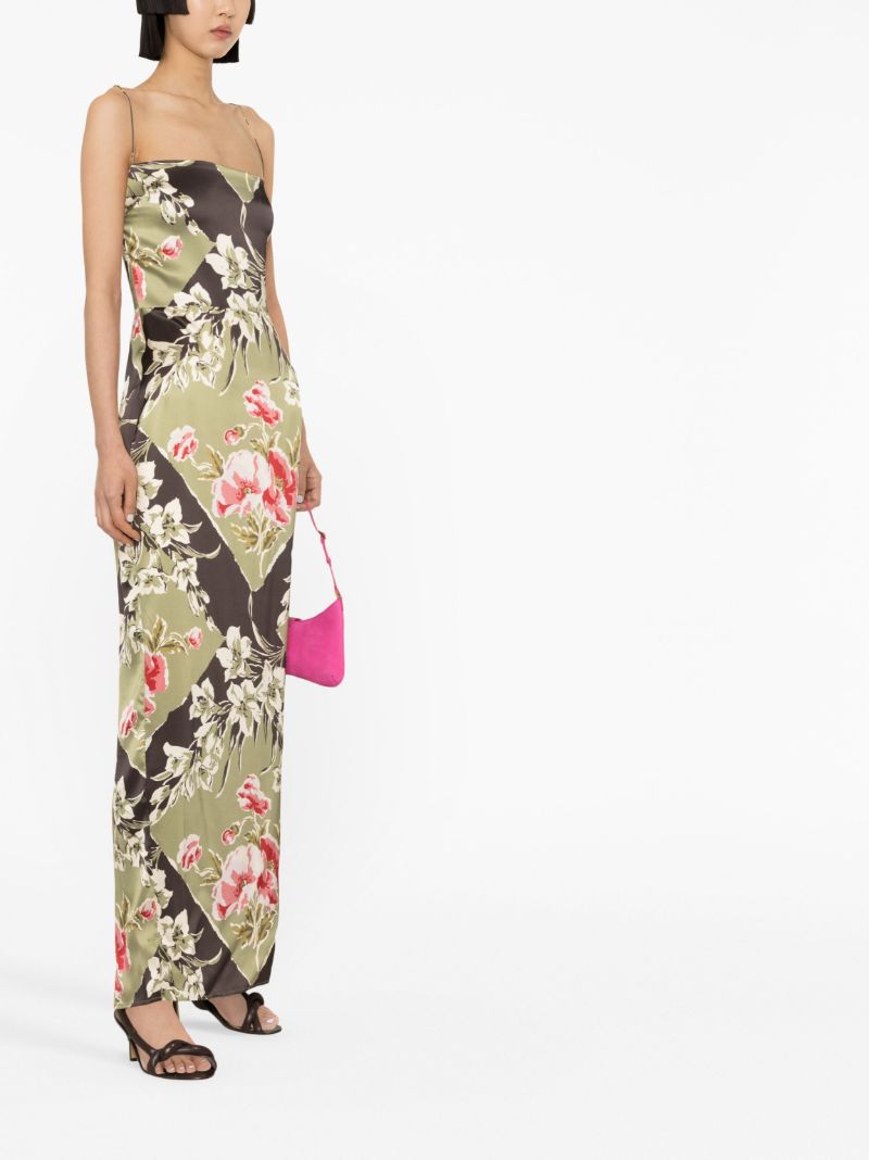 Green Frankie Floral Print Silk Midi Dress