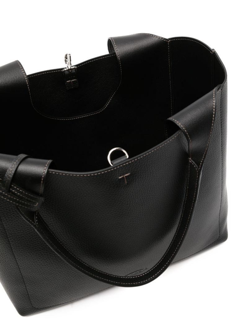Black Medium Leather Tote Bag