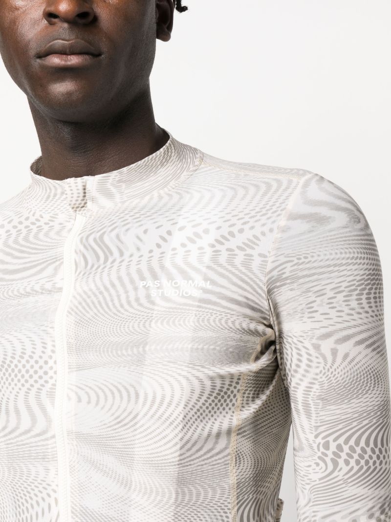 White and Grey Stone Psych Zipped Jersey Jacket