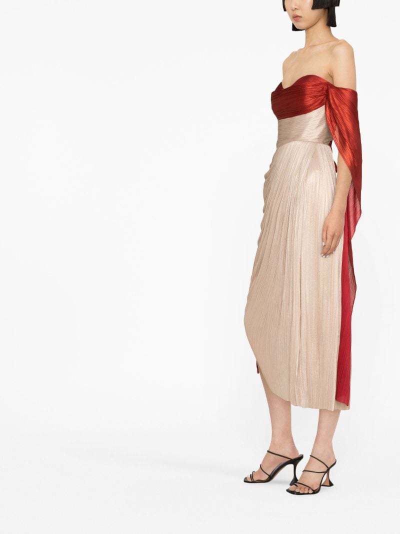 Neutral Izabella Draped Silk Midi Dress