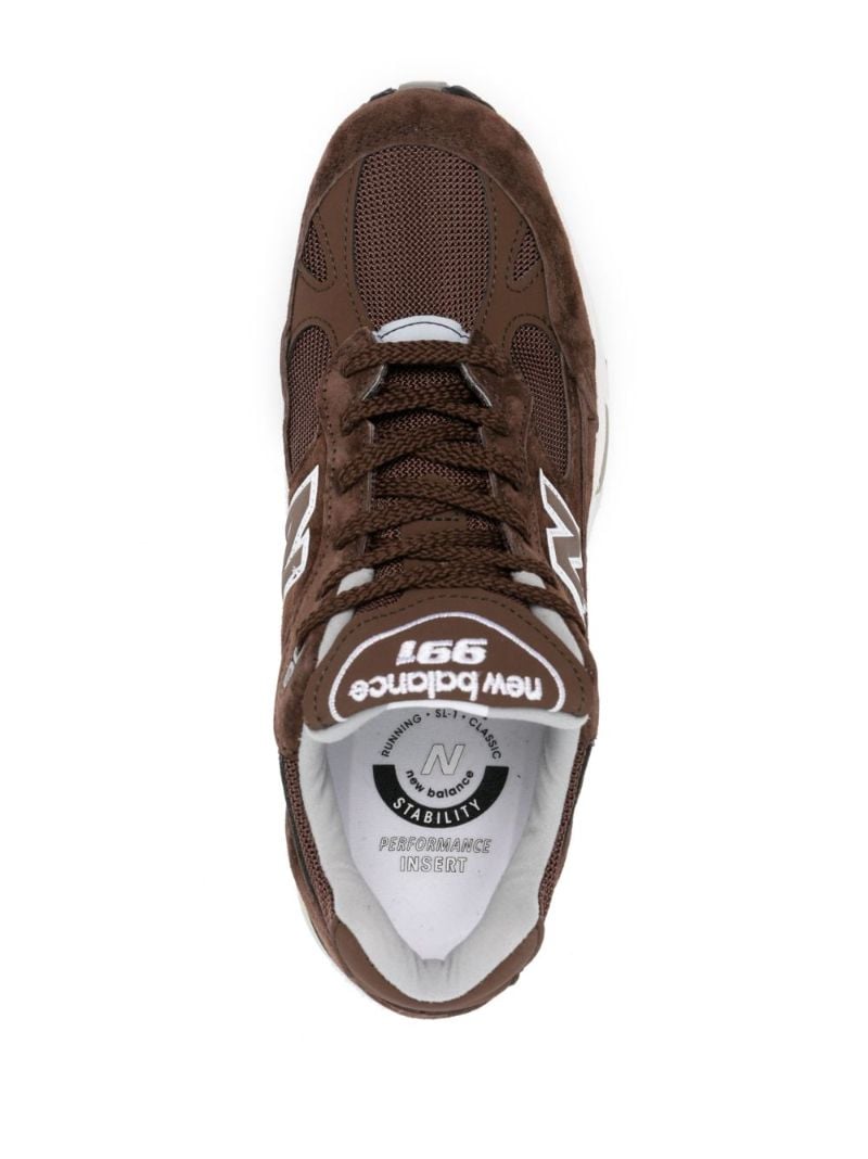 Brown 991 Panelled Leather Sneakers