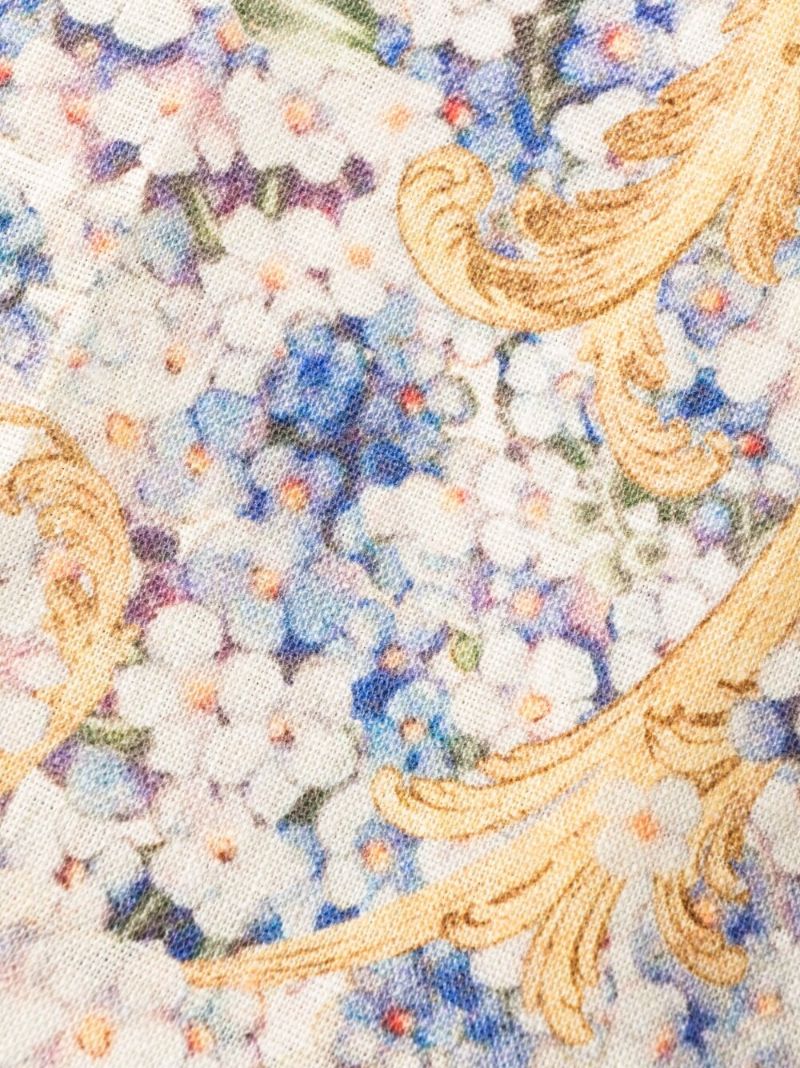 White Tama Floral Print Flared Trousers