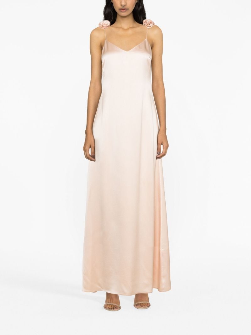 Orange Rose AppliquÃ_x0083_© Silk Slip Dress
