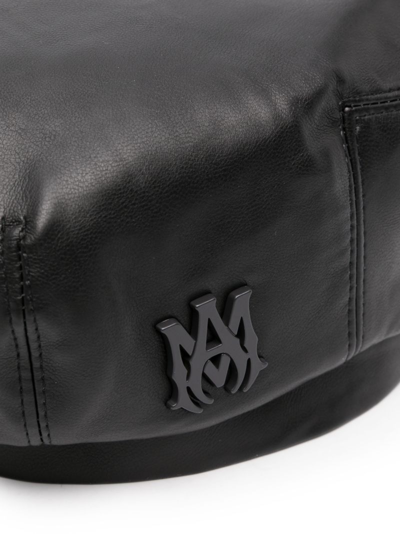 Black Faux-leather Driver Hat