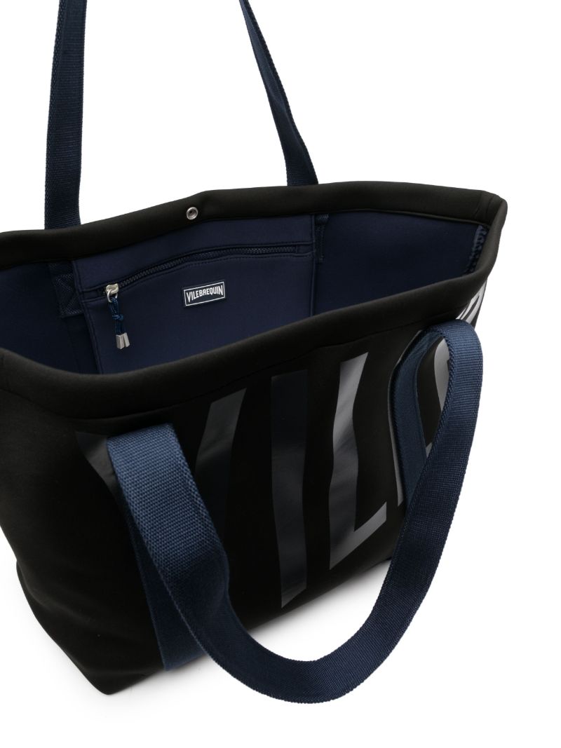 Black Logo Print Large Beach Bag