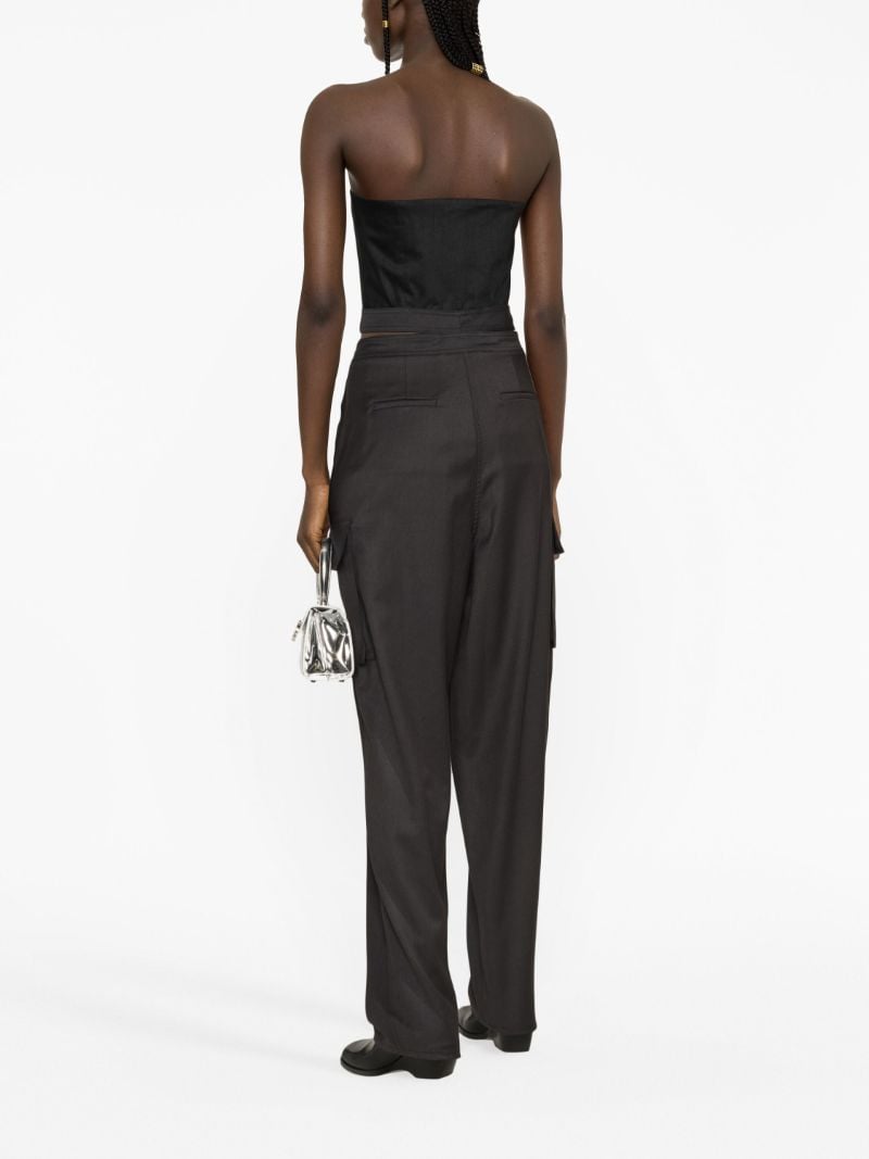 Grey Cut-out Pleated Trousers