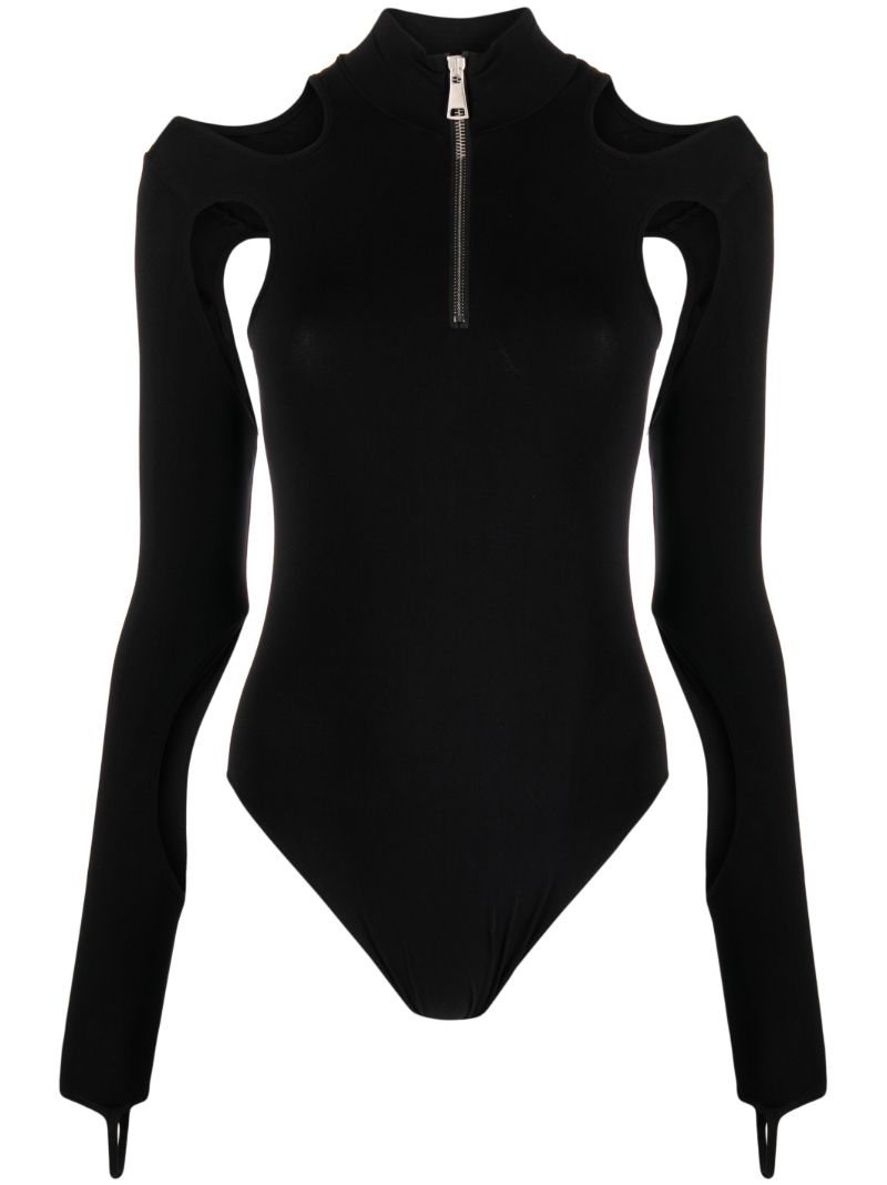 Black Sculpted Jersey Cut-out Bodysuit