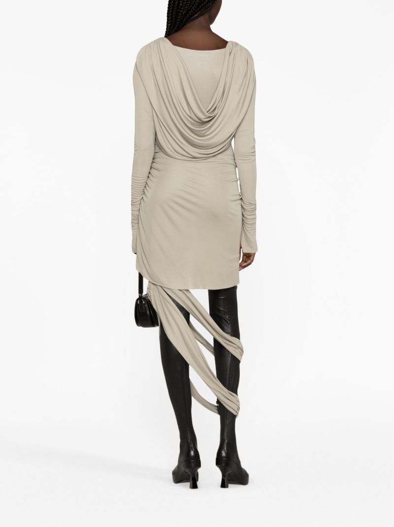 Grey Draped Jersey Mini Dress