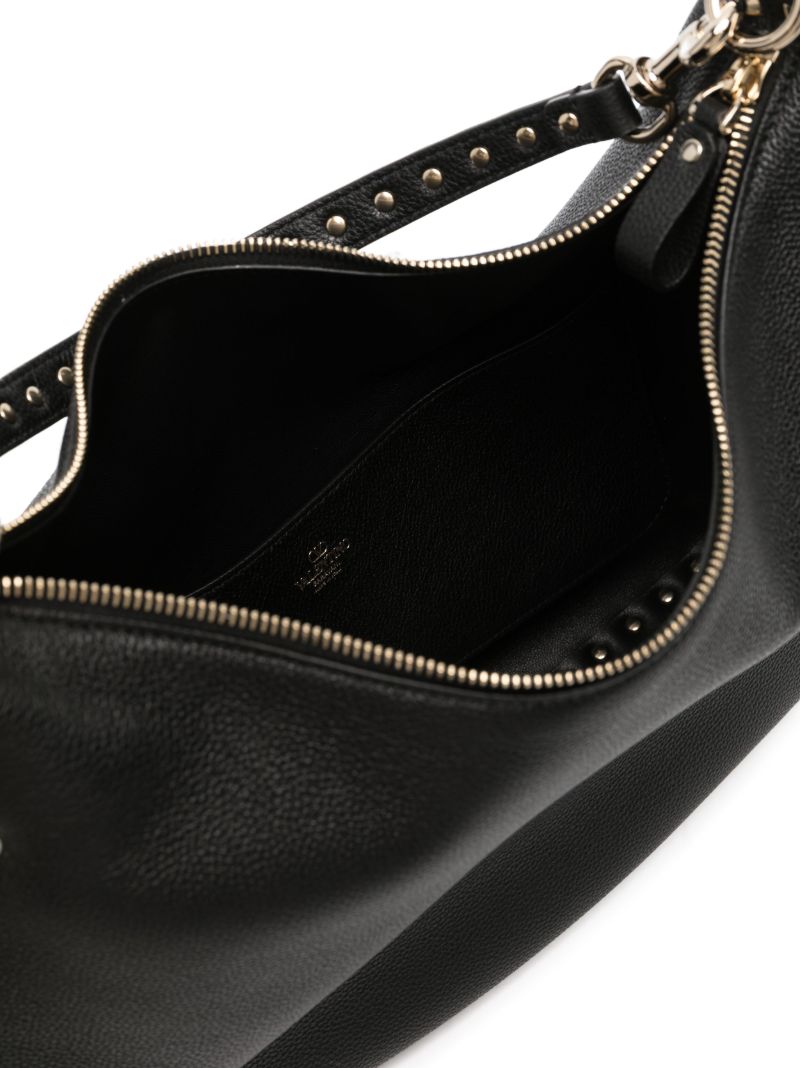 Black Rockstud Leather Shoulder Bag