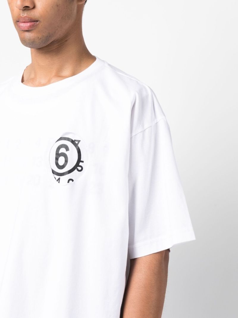 White Numerical Logo Print T-shirt