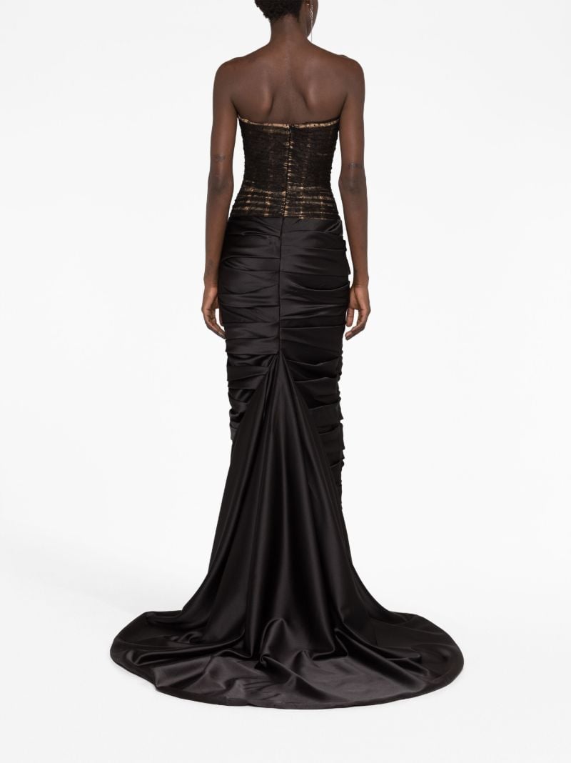 Black Lace Bodice Ruched Gown