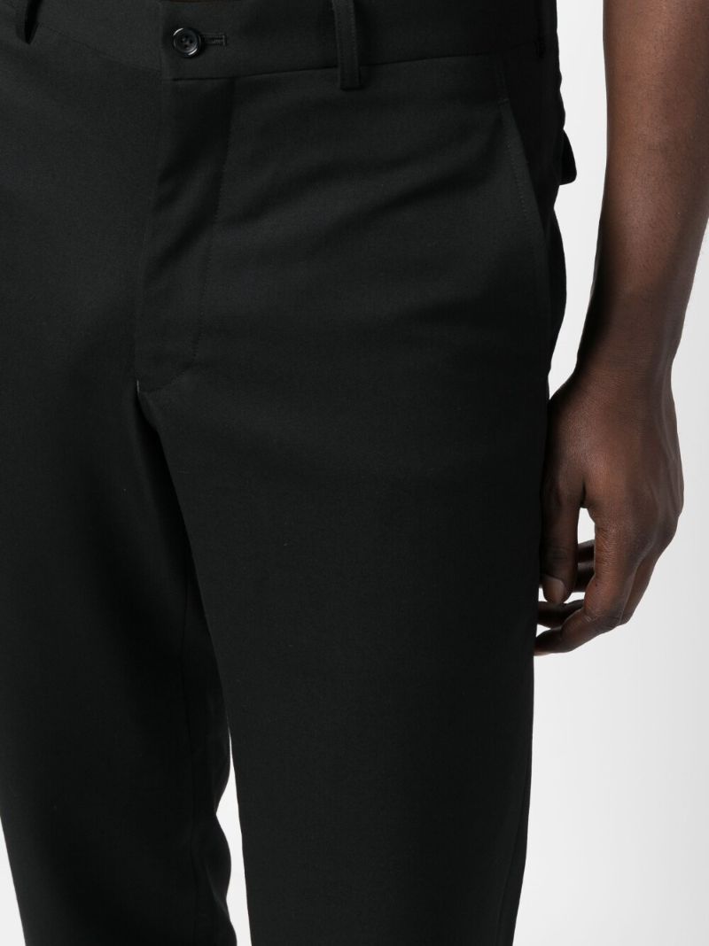 Black Wool Straight-leg Trousers