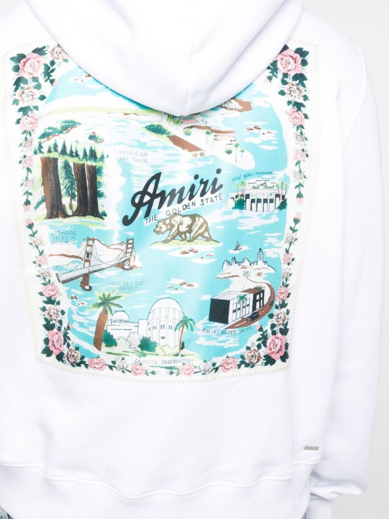 White Graphic Print Hoodie