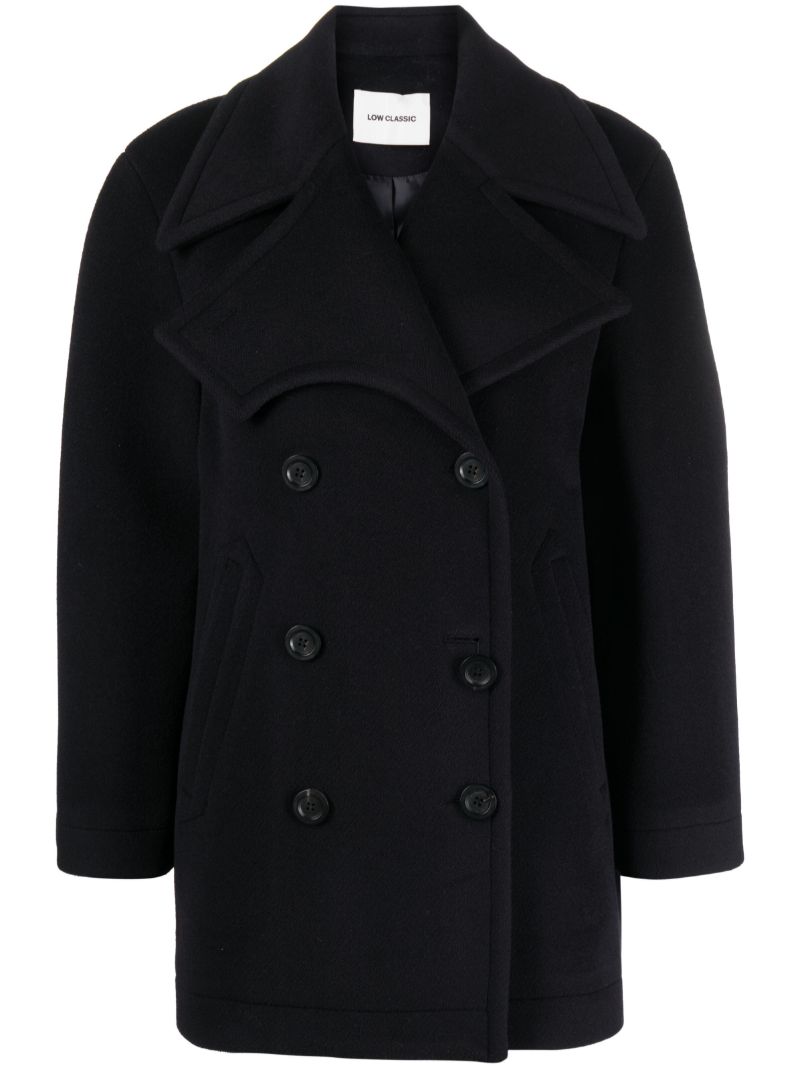 Blue Double-breasted Wool Coat