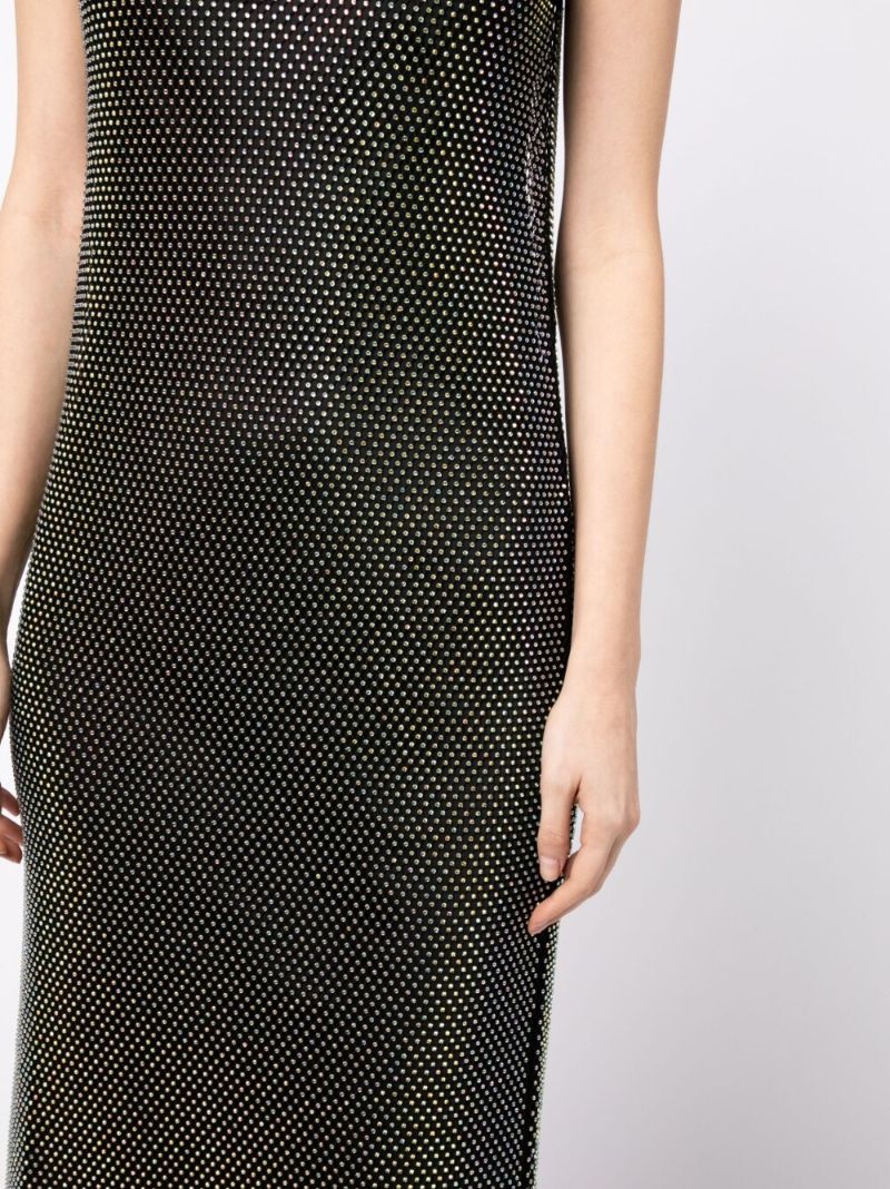 Black Oakley Crystal Slip Midi Dress
