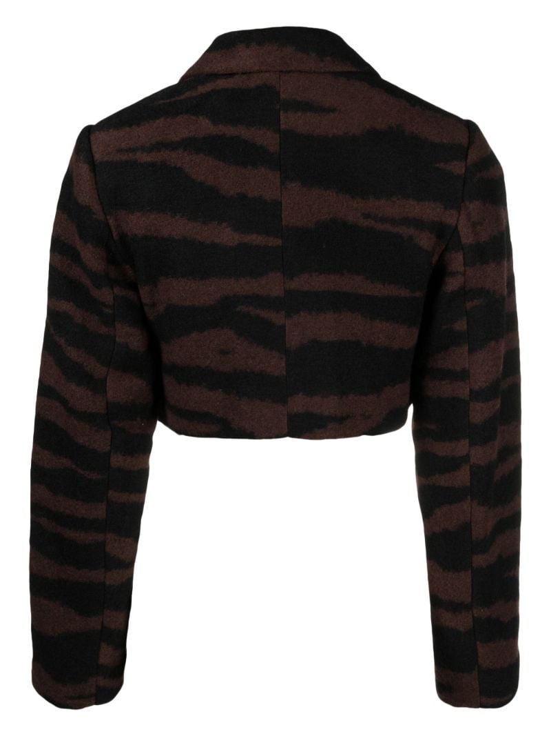 Brown Tiger-jacquard Cropped Jacket