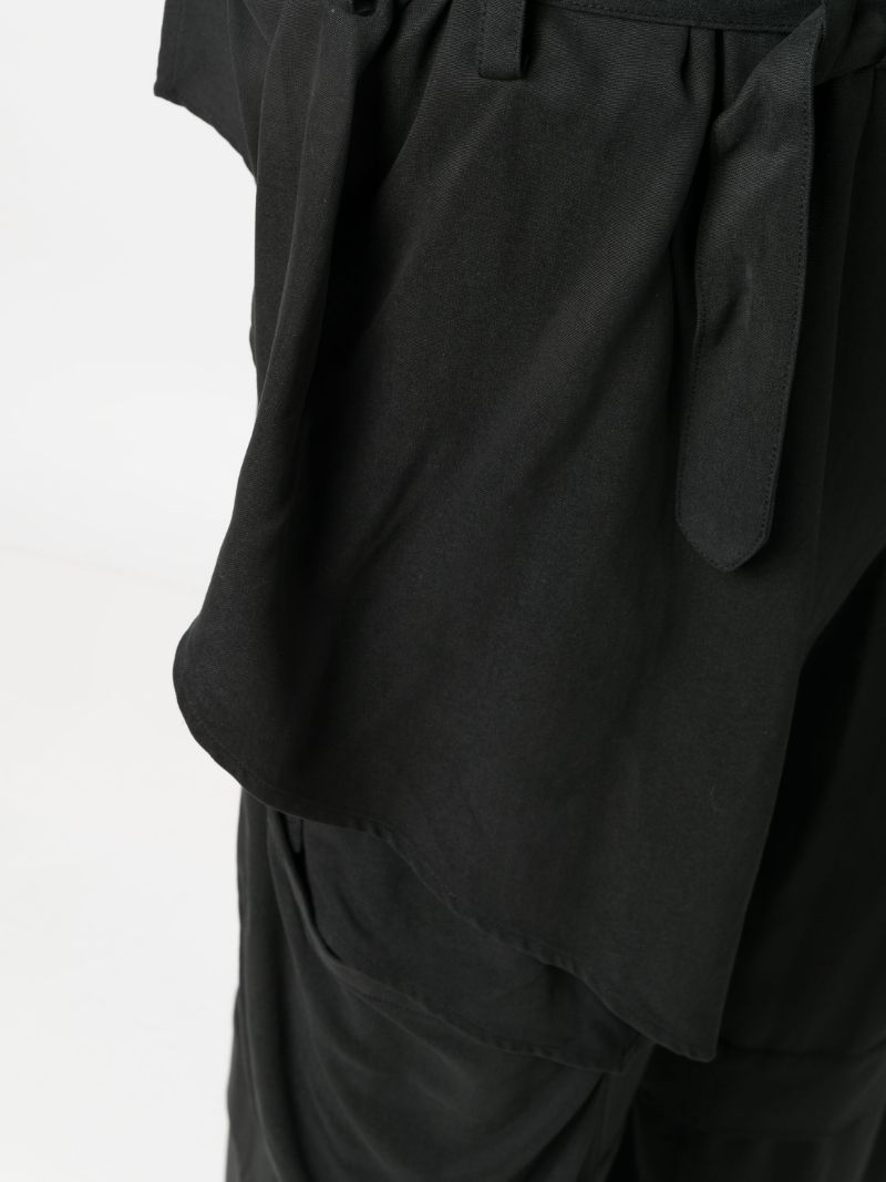 Black Draped Wide-leg Trousers