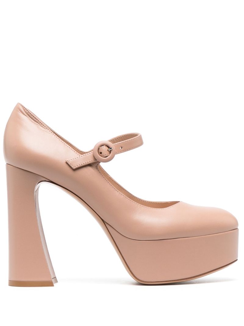 Neutral Leather Platform Pumps