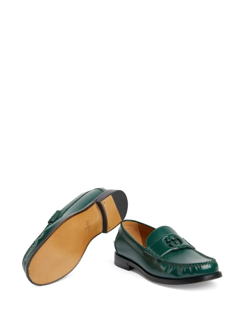 Green Interlocking G Leather Loafers